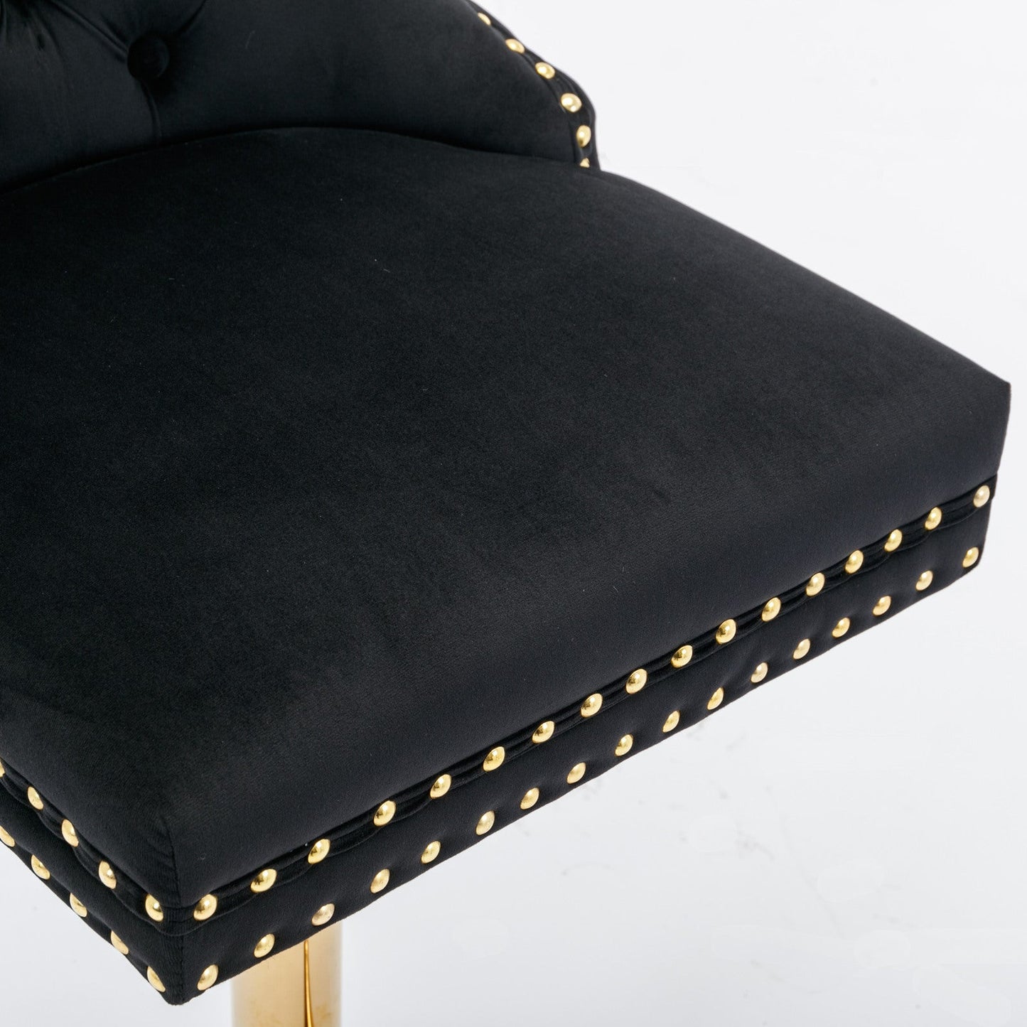 A&A Furniture Modern Swivel Velvet Barstools with Adjustable Seat Height, Comfortable Black Tufted Upholstery, Set of 2 - 1st Choice Furniture Direct