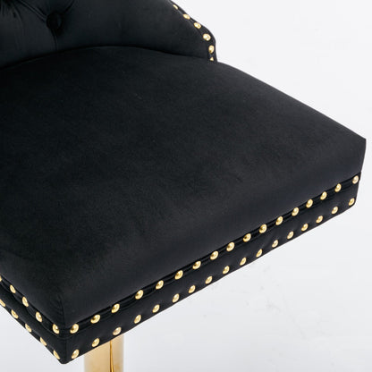 A&A Furniture Modern Swivel Velvet Barstools with Adjustable Seat Height, Comfortable Black Tufted Upholstery, Set of 2 - 1st Choice Furniture Direct