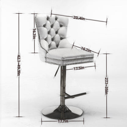 A&A Furniture Modern Swivel Velvet Barstools with Adjustable Seat Height, Comfortable Black Tufted Upholstery, Set of 2 - 1st Choice Furniture Direct