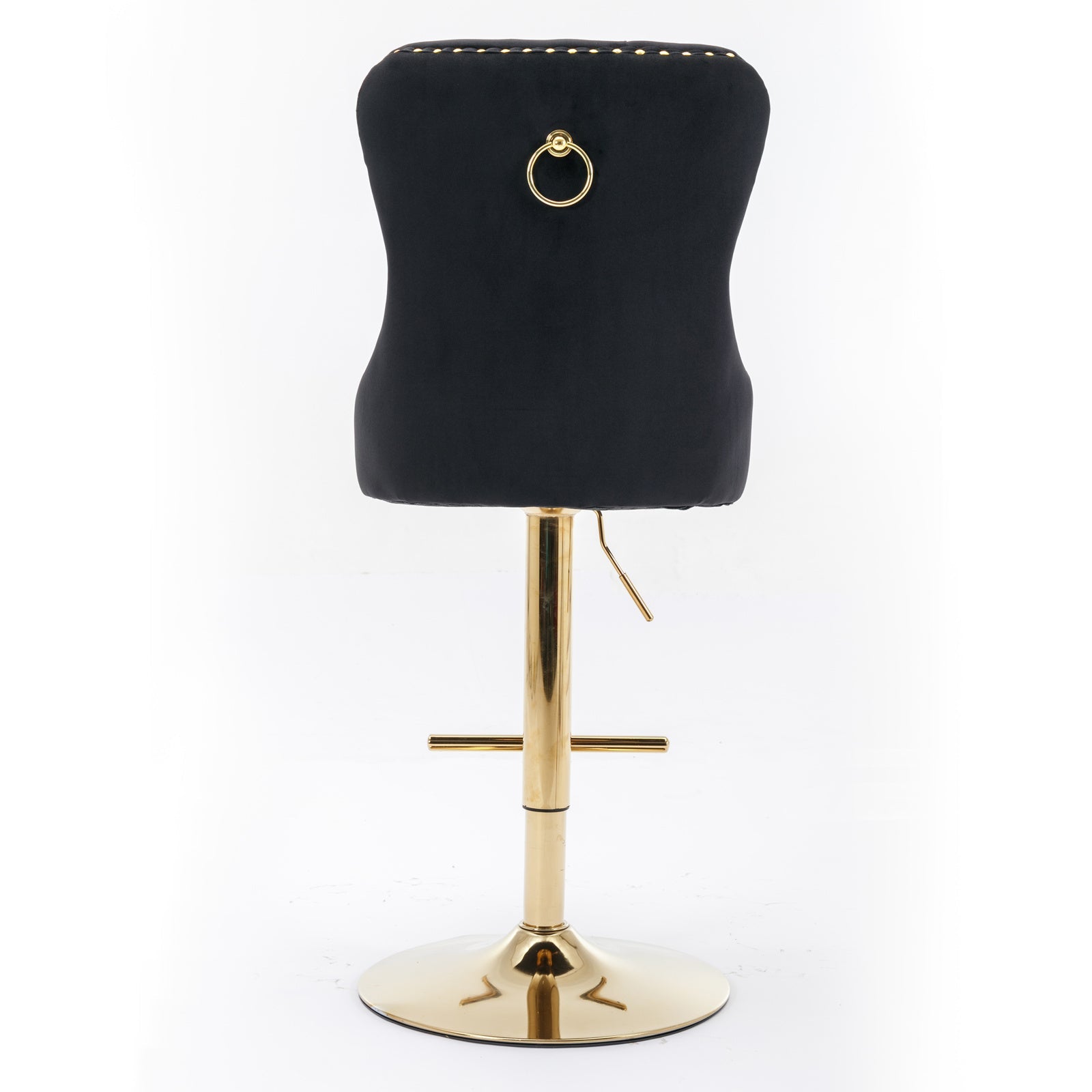 A&A Furniture Modern Swivel Velvet Barstools with Adjustable Seat Height, Comfortable Black Tufted Upholstery, Set of 2 - 1st Choice Furniture Direct