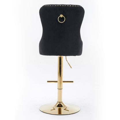 A&A Furniture Modern Swivel Velvet Barstools with Adjustable Seat Height, Comfortable Black Tufted Upholstery, Set of 2 - 1st Choice Furniture Direct
