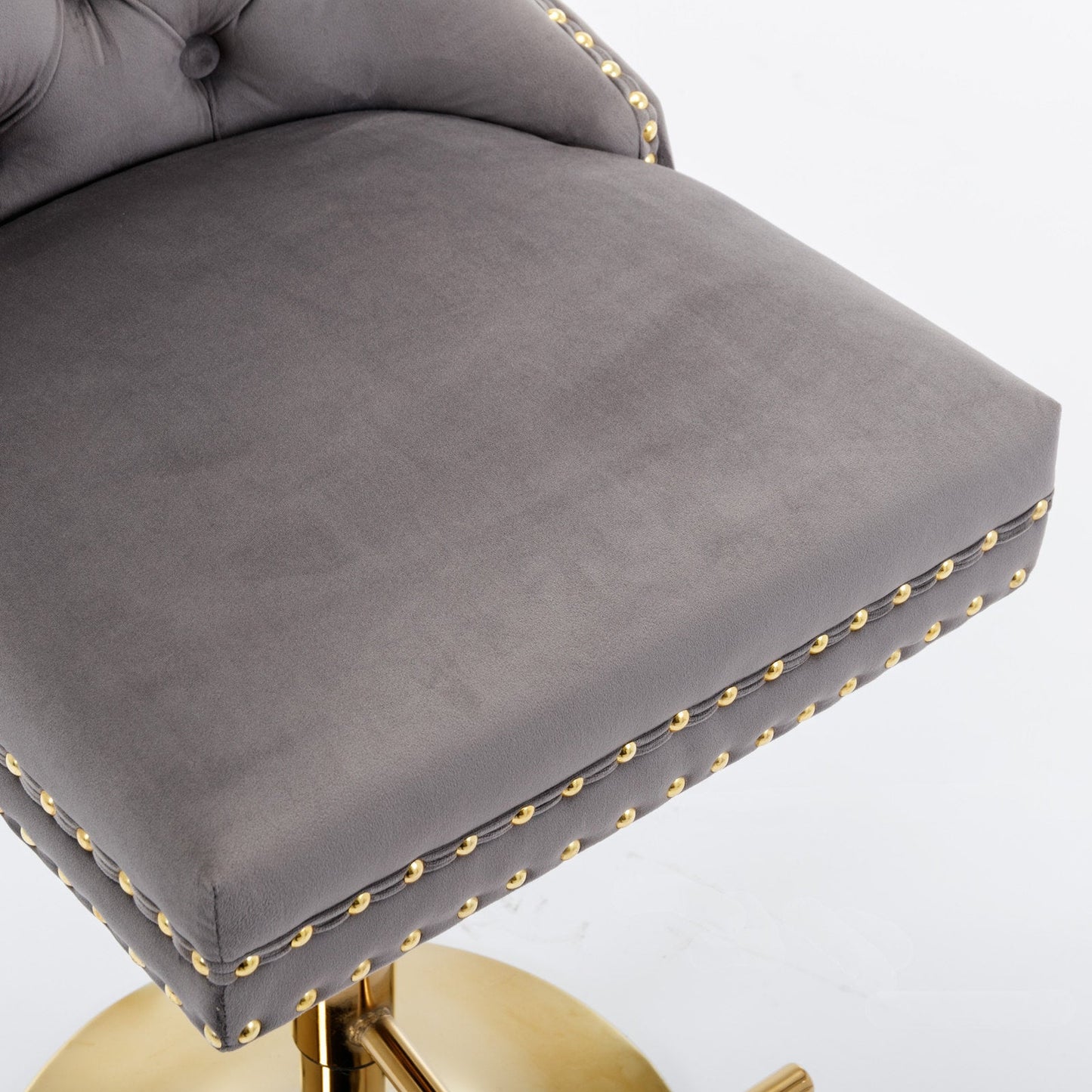 A&A Furniture Modern Upholstered Velvet Bar Stools with Adjustable Swivel Seat Height in Gray, Set of 2 - 1st Choice Furniture Direct