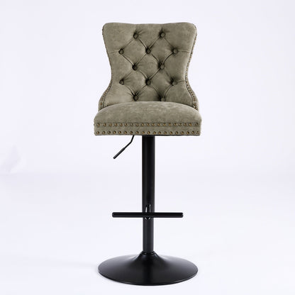 A&A Furniture,Aged and Retro PU Swivel Barstools Adjusatble Seat Height from 26 - 33 Inch, Modern Bar Stools with Backs Comfortable Tufted for Home Pub and Kitchen Island (Olive Green,Set of 2) - 1st Choice Furniture Direct