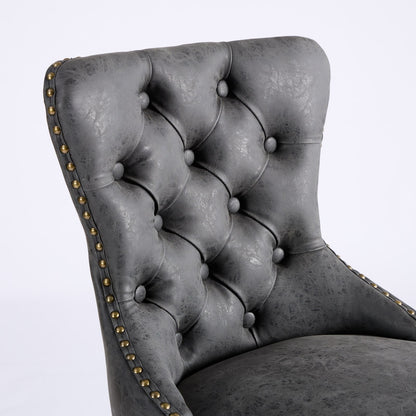 A&A Furniture,Aged and Retro PU Swivel Barstools Adjusatble Seat Height from 26 - 33 Inch, Modern Bar Stools with Backs Comfortable Tufted for Home Pub and Kitchen Island (Black,Set of 2) - 1st Choice Furniture Direct