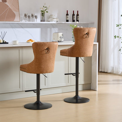 A&A Furniture,Aged and Retro PU Swivel Barstools Adjusatble Seat Height from 26 - 33 Inch, Modern Bar Stools with Backs Comfortable Tufted for Home Pub and Kitchen Island (Orange,Set of 2) - 1st Choice Furniture Direct