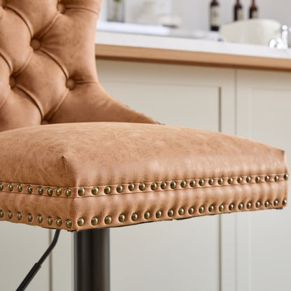 A&A Furniture,Aged and Retro PU Swivel Barstools Adjusatble Seat Height from 26 - 33 Inch, Modern Bar Stools with Backs Comfortable Tufted for Home Pub and Kitchen Island (Orange,Set of 2) - 1st Choice Furniture Direct