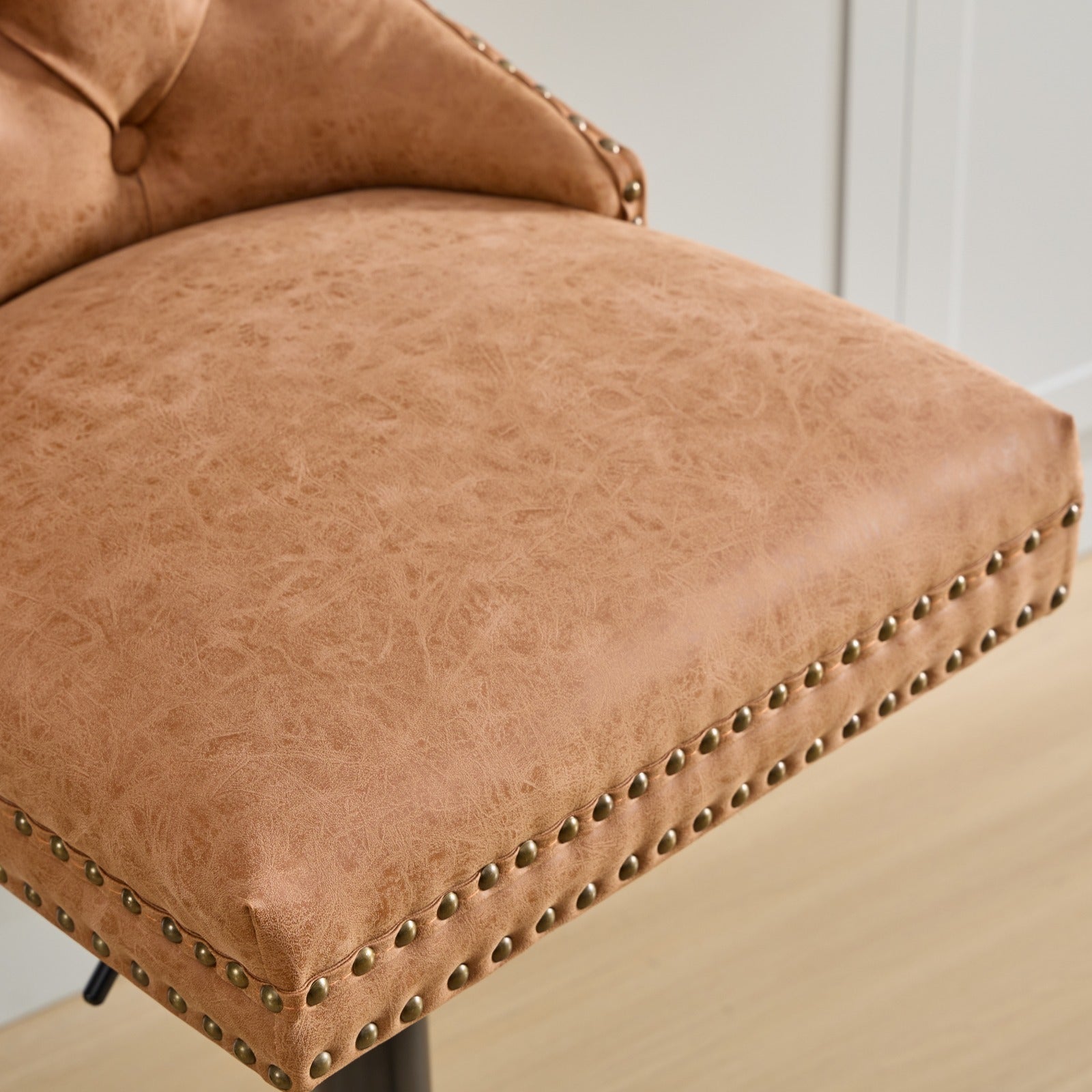 A&A Furniture,Aged and Retro PU Swivel Barstools Adjusatble Seat Height from 26 - 33 Inch, Modern Bar Stools with Backs Comfortable Tufted for Home Pub and Kitchen Island (Orange,Set of 2) - 1st Choice Furniture Direct