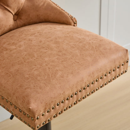 A&A Furniture,Aged and Retro PU Swivel Barstools Adjusatble Seat Height from 26 - 33 Inch, Modern Bar Stools with Backs Comfortable Tufted for Home Pub and Kitchen Island (Orange,Set of 2) - 1st Choice Furniture Direct