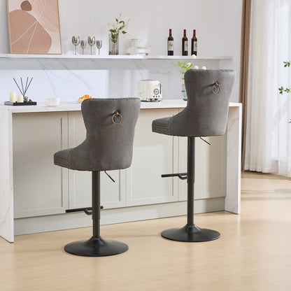 A&A Furniture,Aged and Retro PU Swivel Barstools Adjusatble Seat Height from 26 - 33 Inch, Modern Bar Stools with Backs Comfortable Tufted for Home Pub and Kitchen Island (Black,Set of 2) - 1st Choice Furniture Direct
