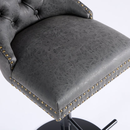 A&A Furniture,Aged and Retro PU Swivel Barstools Adjusatble Seat Height from 26 - 33 Inch, Modern Bar Stools with Backs Comfortable Tufted for Home Pub and Kitchen Island (Black,Set of 2) - 1st Choice Furniture Direct