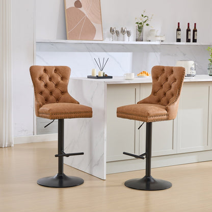 A&A Furniture,Aged and Retro PU Swivel Barstools Adjusatble Seat Height from 26 - 33 Inch, Modern Bar Stools with Backs Comfortable Tufted for Home Pub and Kitchen Island (Orange,Set of 2) - 1st Choice Furniture Direct