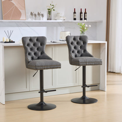 A&A Furniture,Aged and Retro PU Swivel Barstools Adjusatble Seat Height from 26 - 33 Inch, Modern Bar Stools with Backs Comfortable Tufted for Home Pub and Kitchen Island (Black,Set of 2) - 1st Choice Furniture Direct