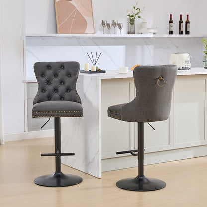 A&A Furniture,Aged and Retro PU Swivel Barstools Adjusatble Seat Height from 26 - 33 Inch, Modern Bar Stools with Backs Comfortable Tufted for Home Pub and Kitchen Island (Black,Set of 2) - 1st Choice Furniture Direct