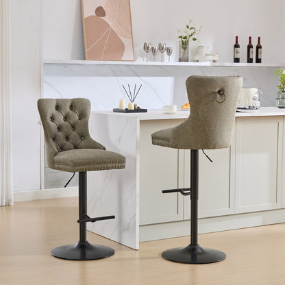 A&A Furniture,Aged and Retro PU Swivel Barstools Adjusatble Seat Height from 26 - 33 Inch, Modern Bar Stools with Backs Comfortable Tufted for Home Pub and Kitchen Island (Olive Green,Set of 2) - 1st Choice Furniture Direct