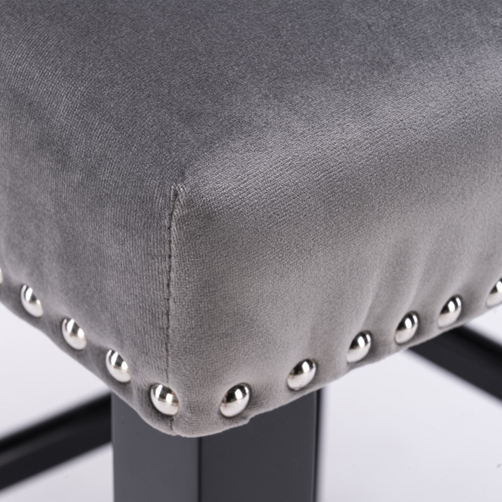A&A Furniture,Contemporary Velvet Upholstered Wing - Back Barstools with Button Tufted Decoration and Wooden Legs, and Chrome Nailhead Trim, Leisure Style Bar Chairs,Bar stools, Set of 2 (Gray),SW1824GY - 1st Choice Furniture Direct