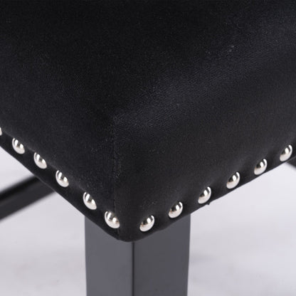 A&A Furniture,Contemporary Velvet Upholstered Wing - Back Barstools with Button Tufted Decoration and Wooden Legs, and Chrome Nailhead Trim, Leisure Style Bar Chairs,Bar stools,Set of 2 (Black),SW1824BK - 1st Choice Furniture Direct