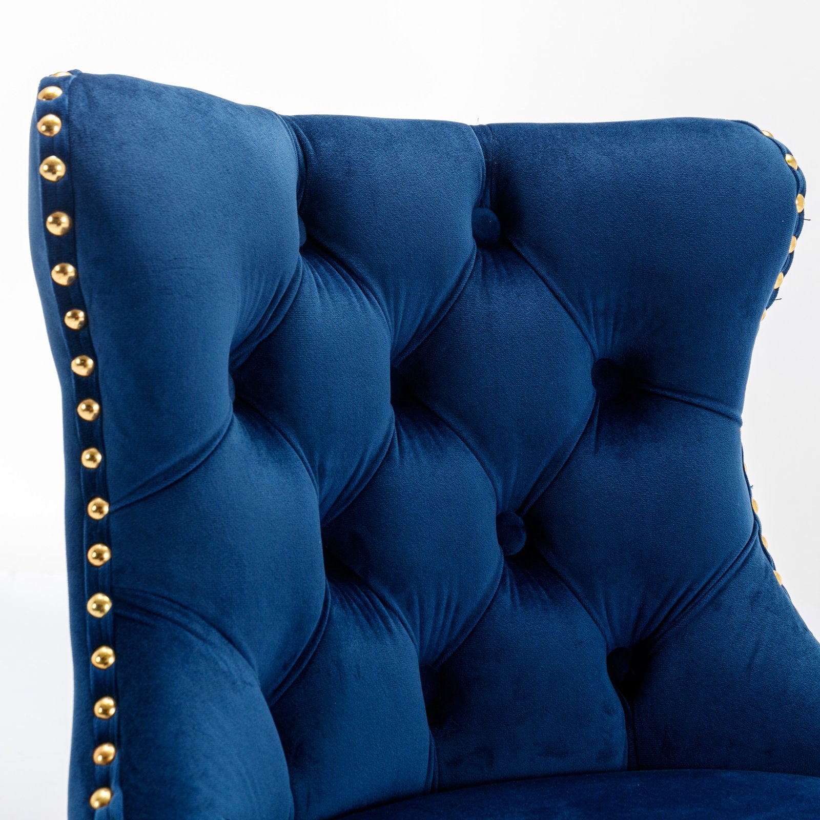 A&A Furniture,Golden Swivel Velvet Barstools Adjusatble Seat Height from 25 - 33 Inch, Modern Upholstered Bar Stools with Backs Comfortable Tufted for Home Pub and Kitchen Island,Blue,Set of 2 - 1st Choice Furniture Direct