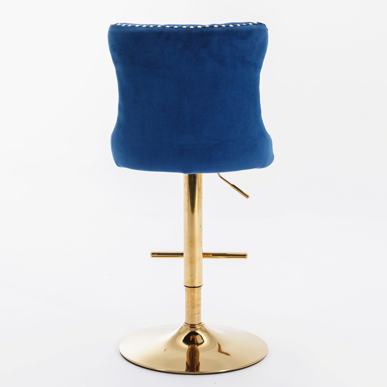 A&A Furniture,Golden Swivel Velvet Barstools Adjusatble Seat Height from 25 - 33 Inch, Modern Upholstered Bar Stools with Backs Comfortable Tufted for Home Pub and Kitchen Island,Blue,Set of 2 - 1st Choice Furniture Direct