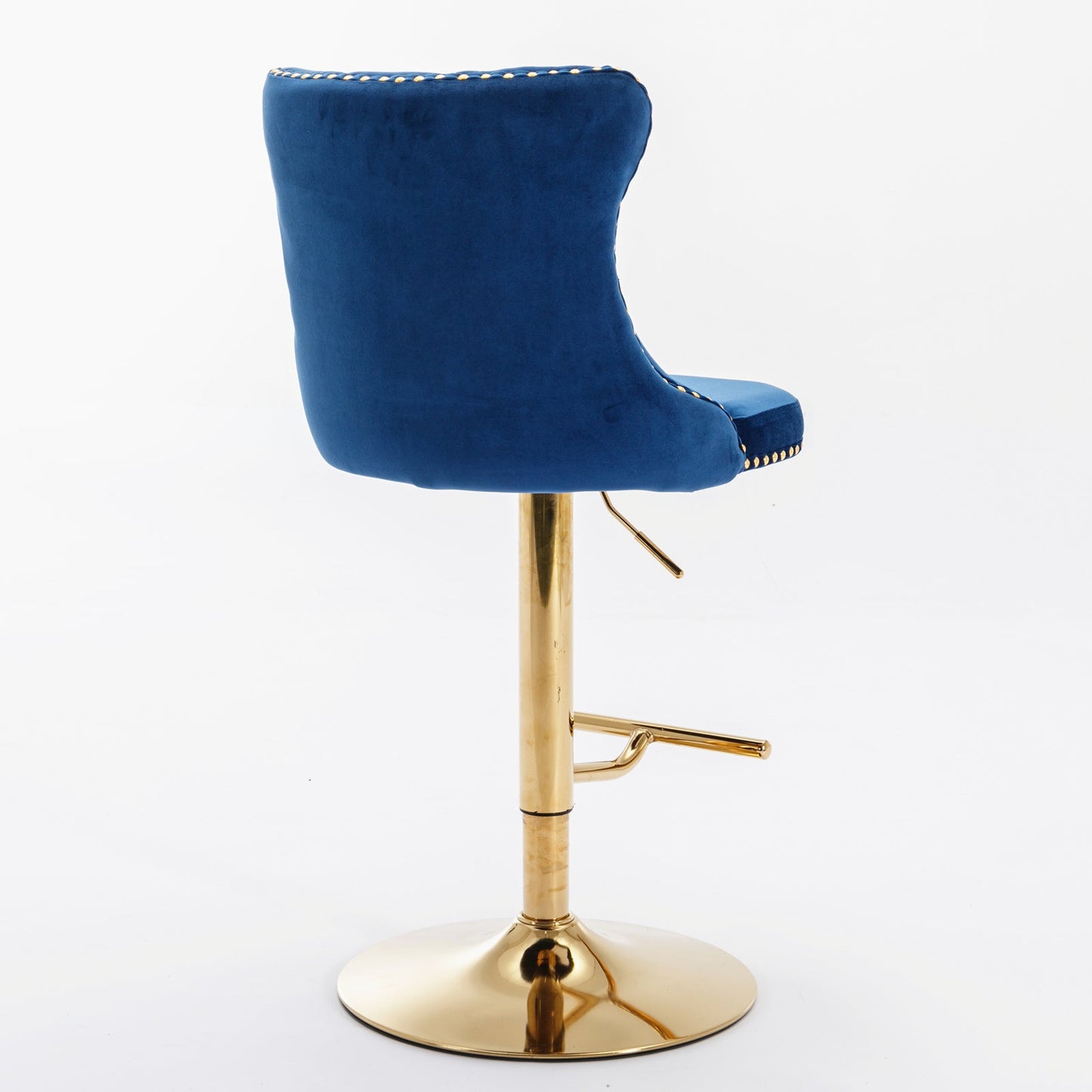 A&A Furniture,Golden Swivel Velvet Barstools Adjusatble Seat Height from 25 - 33 Inch, Modern Upholstered Bar Stools with Backs Comfortable Tufted for Home Pub and Kitchen Island,Blue,Set of 2 - 1st Choice Furniture Direct