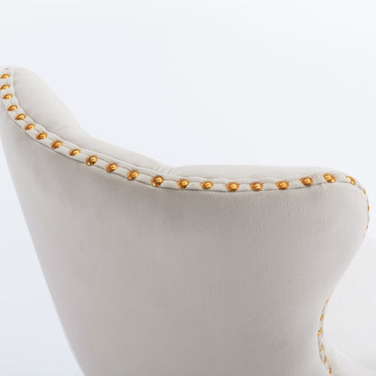 A&A Furniture,Golden Swivel Velvet Barstools Adjusatble Seat Height from 25 - 33 Inch,Modern Upholstered Bar Stools with Backs Comfortable Tufted for Home Pub and Kitchen Island,Beige,Set of 2 - 1st Choice Furniture Direct