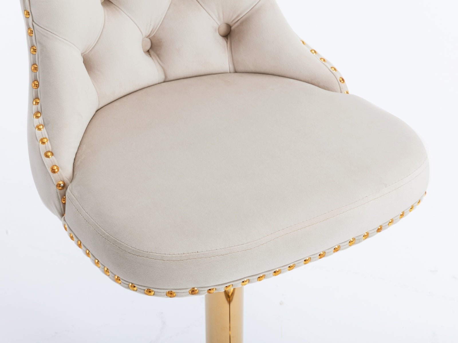 A&A Furniture,Golden Swivel Velvet Barstools Adjusatble Seat Height from 25 - 33 Inch,Modern Upholstered Bar Stools with Backs Comfortable Tufted for Home Pub and Kitchen Island,Beige,Set of 2 - 1st Choice Furniture Direct