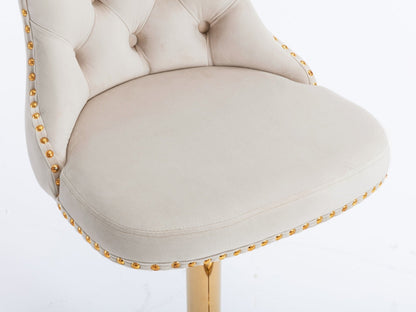 A&A Furniture,Golden Swivel Velvet Barstools Adjusatble Seat Height from 25 - 33 Inch,Modern Upholstered Bar Stools with Backs Comfortable Tufted for Home Pub and Kitchen Island,Beige,Set of 2 - 1st Choice Furniture Direct