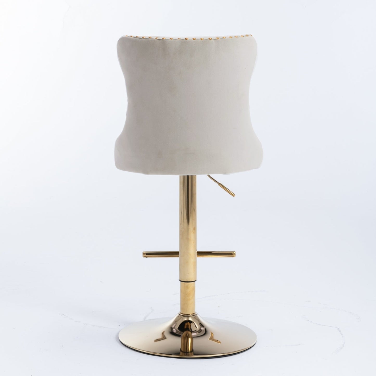 A&A Furniture,Golden Swivel Velvet Barstools Adjusatble Seat Height from 25 - 33 Inch,Modern Upholstered Bar Stools with Backs Comfortable Tufted for Home Pub and Kitchen Island,Beige,Set of 2 - 1st Choice Furniture Direct