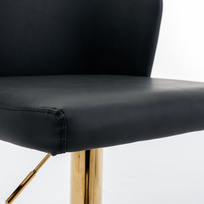 A&A Furniture,Swivel Barstools Adjusatble Seat Height, Modern PU Upholstered Bar Stools with the whole Back Tufted, for Home Pub and Kitchen Island（Black, Set of 2） - 1st Choice Furniture Direct