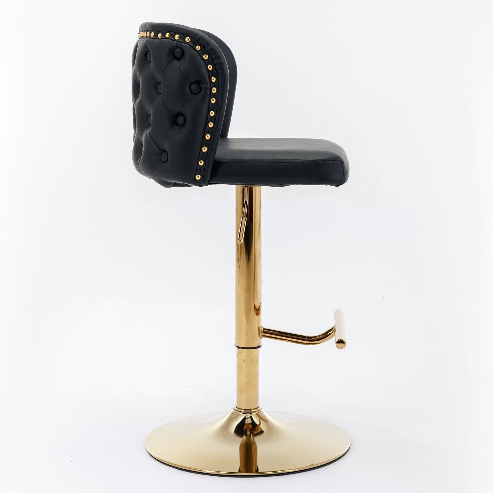 A&A Furniture,Swivel Barstools Adjusatble Seat Height, Modern PU Upholstered Bar Stools with the whole Back Tufted, for Home Pub and Kitchen Island（Black, Set of 2） - 1st Choice Furniture Direct