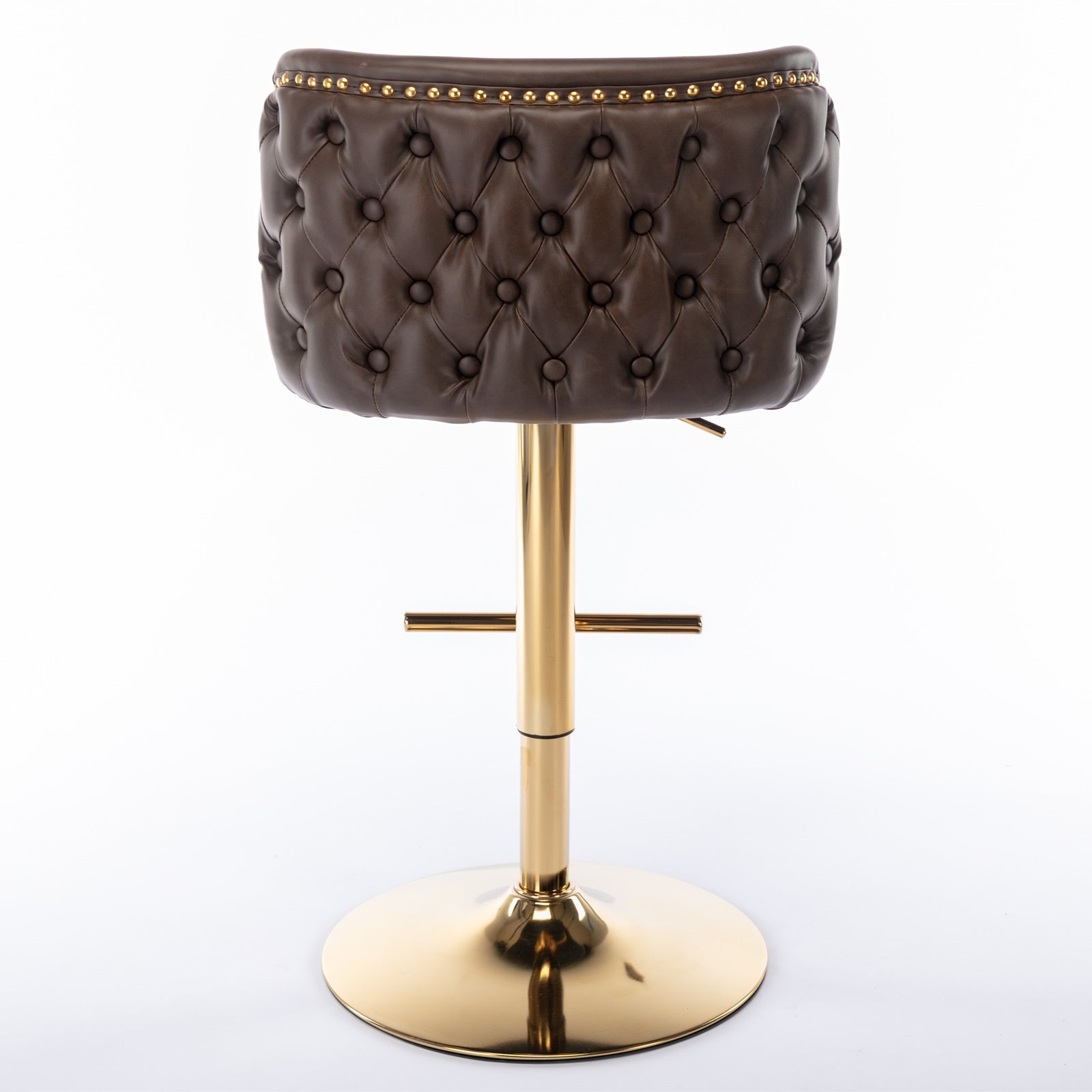 A&A Furniture,Swivel Barstools Adjusatble Seat Height, Modern PU Upholstered Bar Stools with the whole Back Tufted, for Home Pub and Kitchen Island（Brown, Set of 2） - 1st Choice Furniture Direct
