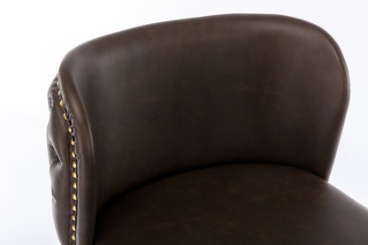 A&A Furniture,Swivel Barstools Adjusatble Seat Height, Modern PU Upholstered Bar Stools with the whole Back Tufted, for Home Pub and Kitchen Island（Brown, Set of 2） - 1st Choice Furniture Direct