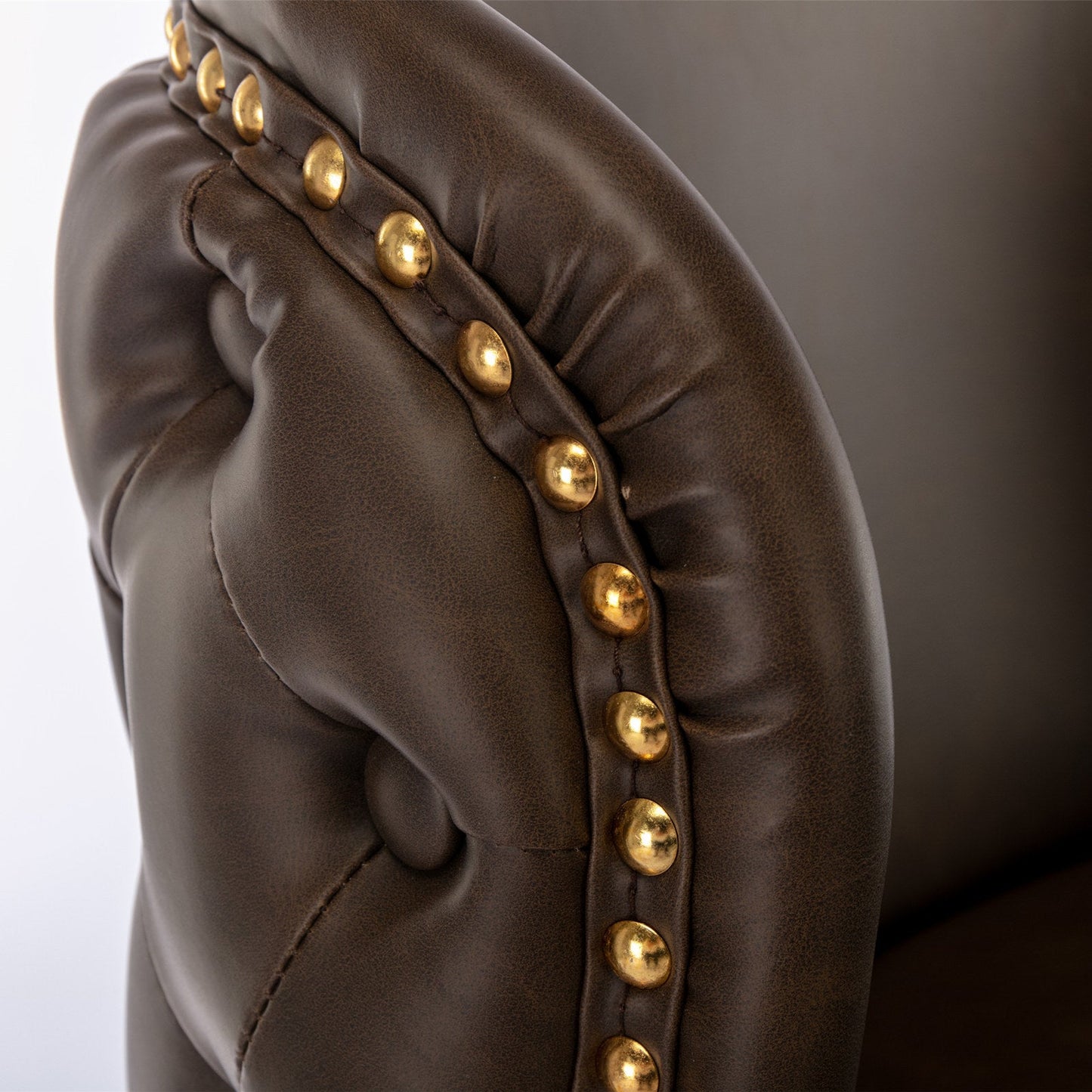 A&A Furniture,Swivel Barstools Adjusatble Seat Height, Modern PU Upholstered Bar Stools with the whole Back Tufted, for Home Pub and Kitchen Island（Brown, Set of 2） - 1st Choice Furniture Direct