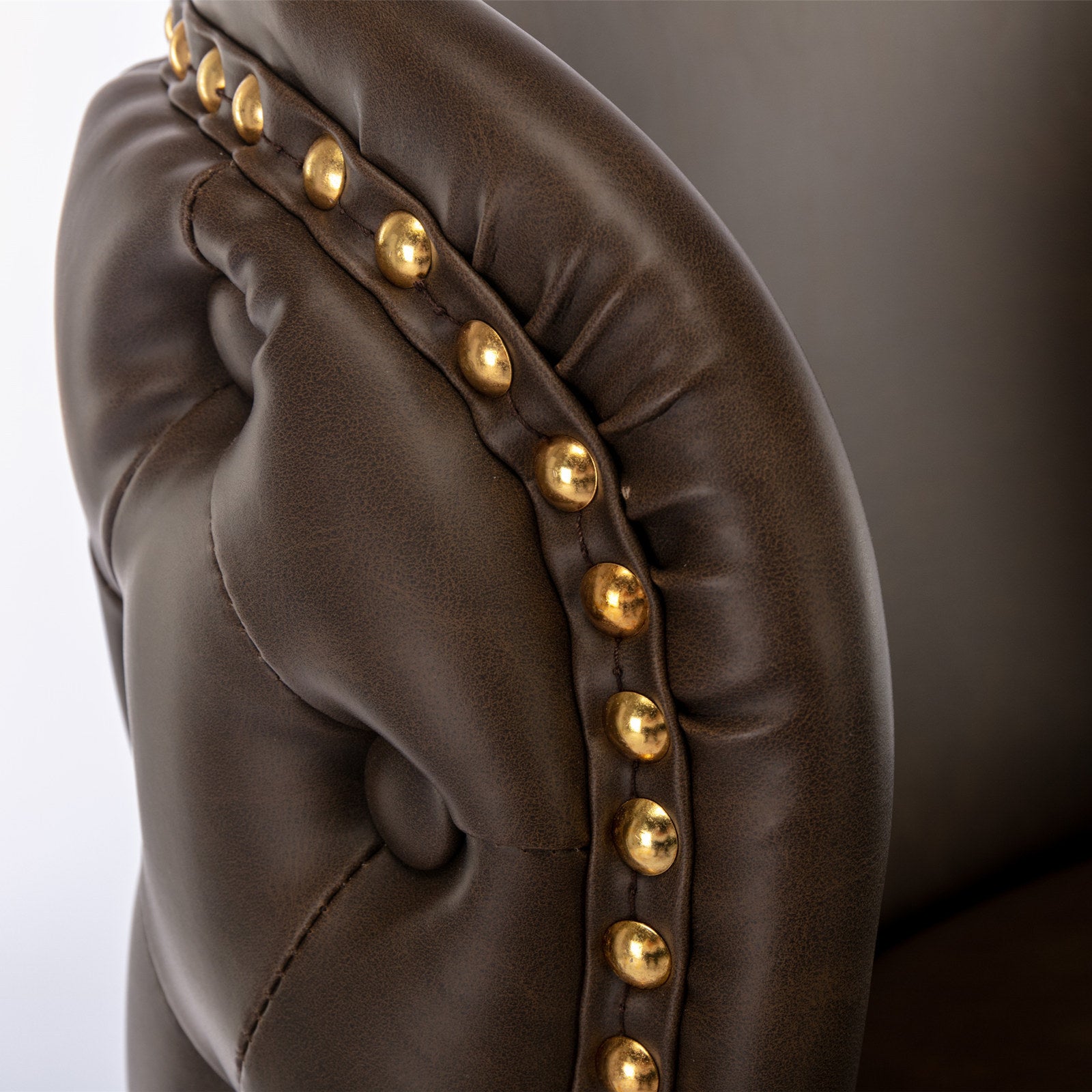 A&A Furniture,Swivel Barstools Adjusatble Seat Height, Modern PU Upholstered Bar Stools with the whole Back Tufted, for Home Pub and Kitchen Island（Brown, Set of 2） - 1st Choice Furniture Direct