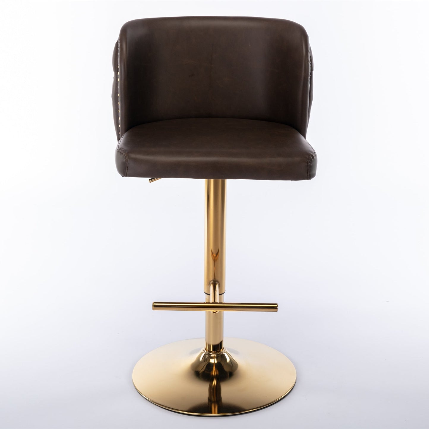 A&A Furniture,Swivel Barstools Adjusatble Seat Height, Modern PU Upholstered Bar Stools with the whole Back Tufted, for Home Pub and Kitchen Island（Brown, Set of 2） - 1st Choice Furniture Direct