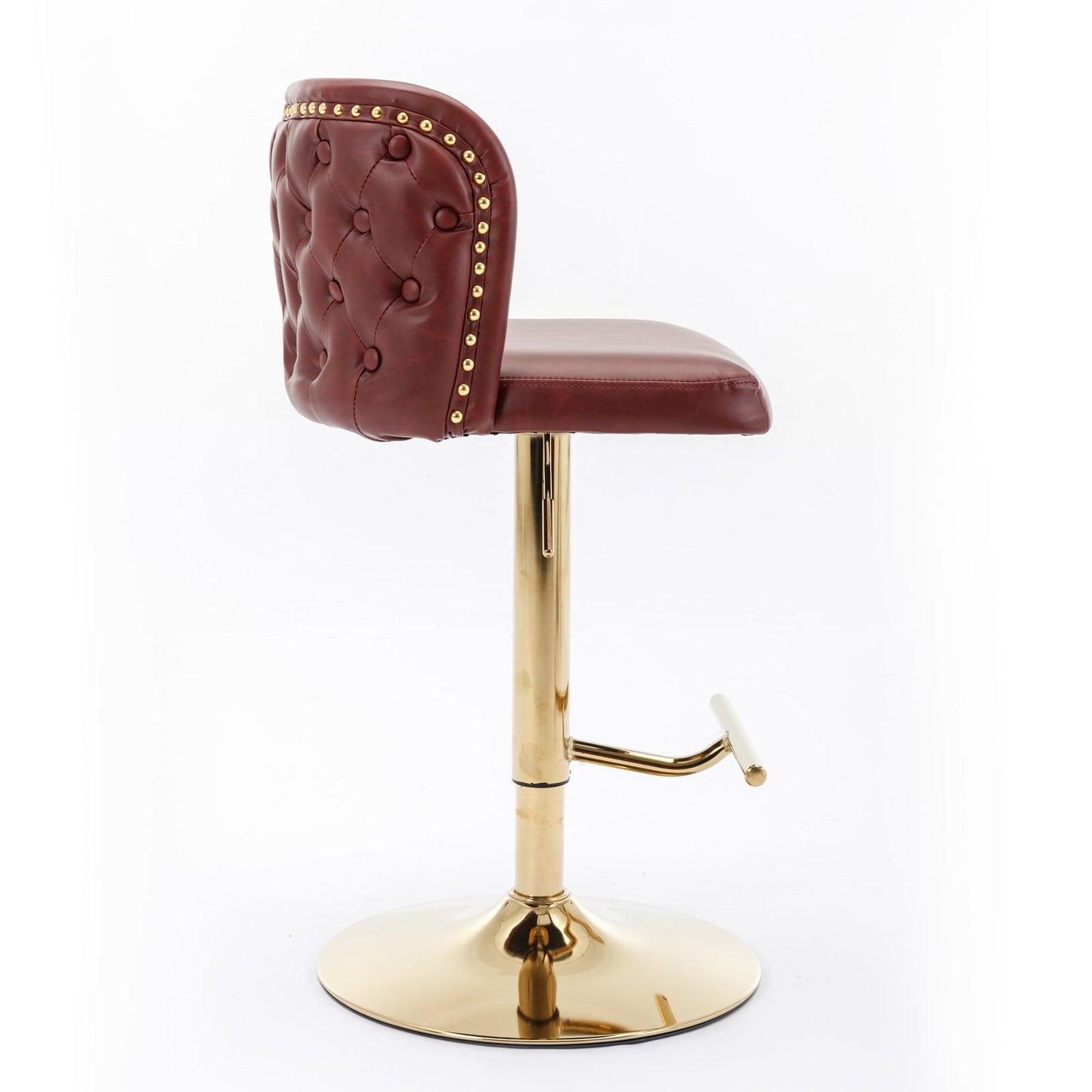 A&A Furniture,Swivel Barstools Adjusatble Seat Height, Modern PU Upholstered Bar Stools with the whole Back Tufted, for Home Pub and Kitchen Island（Wine Red, Burgundy, Set of 2） - 1st Choice Furniture Direct