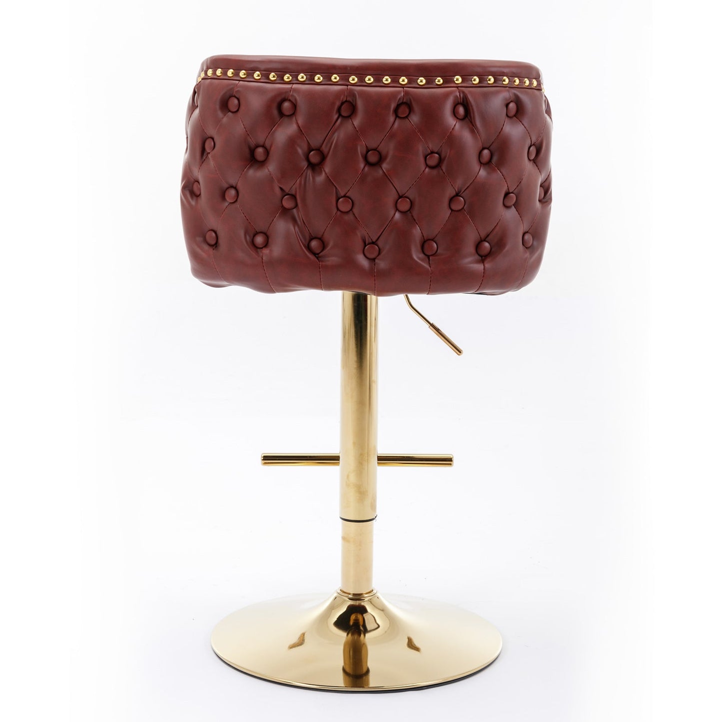 A&A Furniture,Swivel Barstools Adjusatble Seat Height, Modern PU Upholstered Bar Stools with the whole Back Tufted, for Home Pub and Kitchen Island（Wine Red, Burgundy, Set of 2） - 1st Choice Furniture Direct