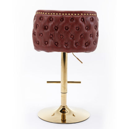 A&A Furniture,Swivel Barstools Adjusatble Seat Height, Modern PU Upholstered Bar Stools with the whole Back Tufted, for Home Pub and Kitchen Island（Wine Red, Burgundy, Set of 2） - 1st Choice Furniture Direct