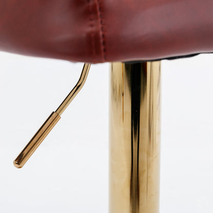 A&A Furniture,Swivel Barstools Adjusatble Seat Height, Modern PU Upholstered Bar Stools with the whole Back Tufted, for Home Pub and Kitchen Island（Wine Red, Burgundy, Set of 2） - 1st Choice Furniture Direct