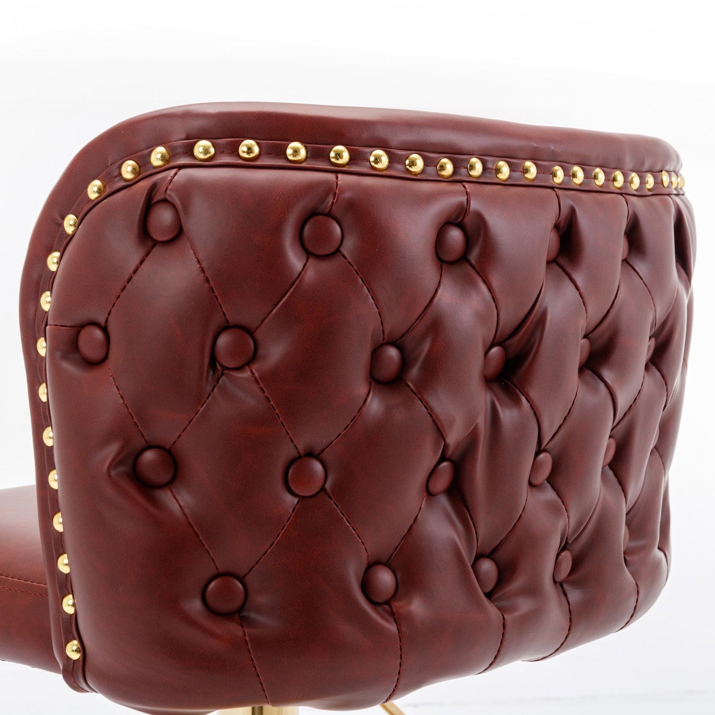 A&A Furniture,Swivel Barstools Adjusatble Seat Height, Modern PU Upholstered Bar Stools with the whole Back Tufted, for Home Pub and Kitchen Island（Wine Red, Burgundy, Set of 2） - 1st Choice Furniture Direct