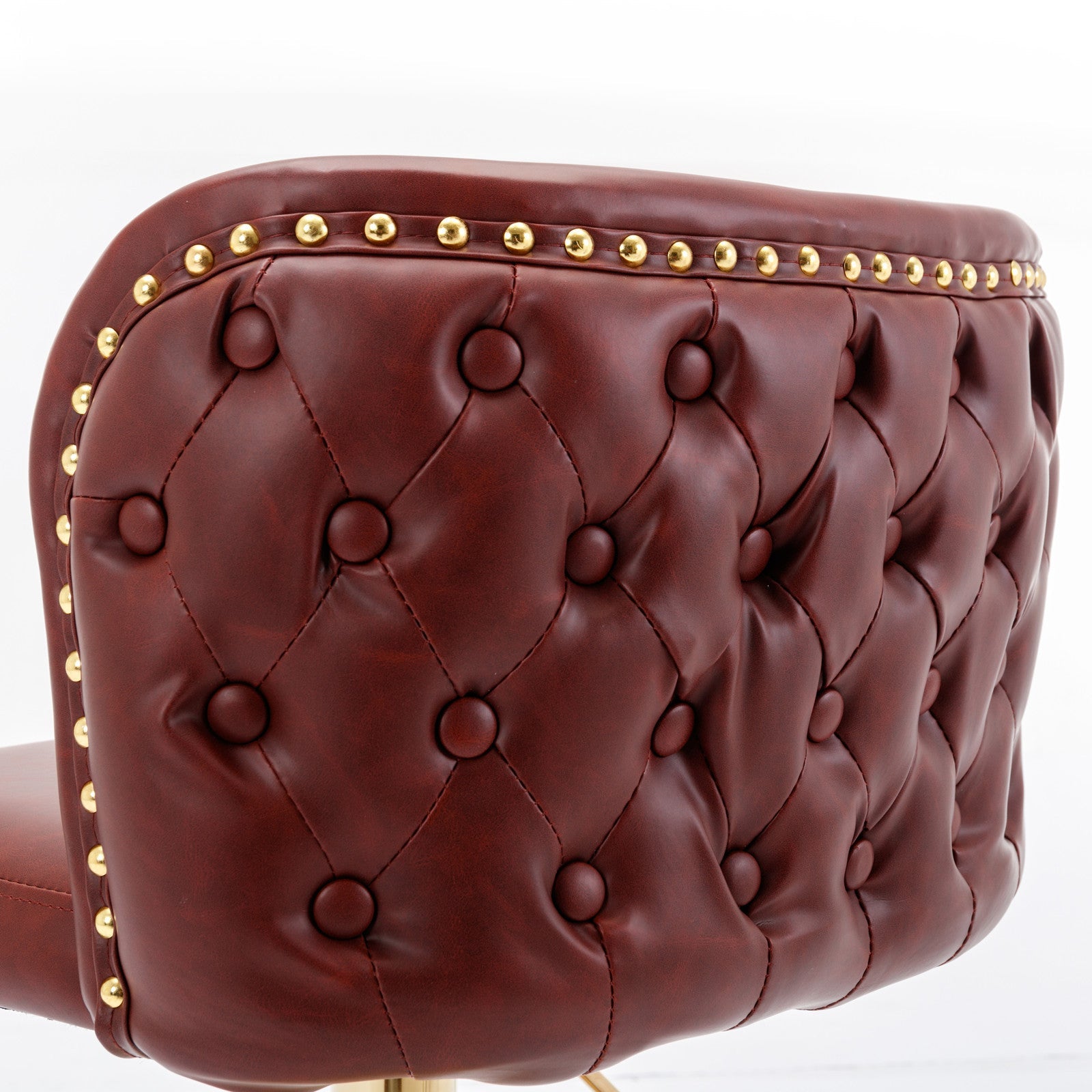 A&A Furniture,Swivel Barstools Adjusatble Seat Height, Modern PU Upholstered Bar Stools with the whole Back Tufted, for Home Pub and Kitchen Island（Wine Red, Burgundy, Set of 2） - 1st Choice Furniture Direct