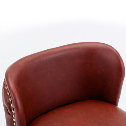 A&A Furniture,Swivel Barstools Adjusatble Seat Height, Modern PU Upholstered Bar Stools with the whole Back Tufted, for Home Pub and Kitchen Island（Wine Red, Burgundy, Set of 2） - 1st Choice Furniture Direct