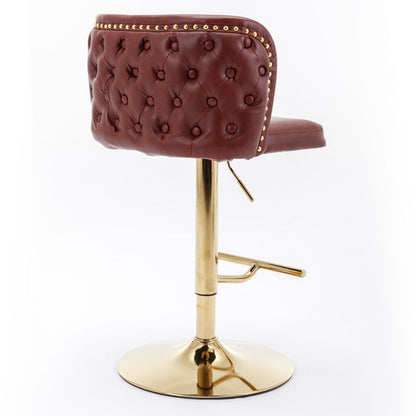 A&A Furniture,Swivel Barstools Adjusatble Seat Height, Modern PU Upholstered Bar Stools with the whole Back Tufted, for Home Pub and Kitchen Island（Wine Red, Burgundy, Set of 2） - 1st Choice Furniture Direct