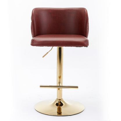 A&A Furniture,Swivel Barstools Adjusatble Seat Height, Modern PU Upholstered Bar Stools with the whole Back Tufted, for Home Pub and Kitchen Island（Wine Red, Burgundy, Set of 2） - 1st Choice Furniture Direct