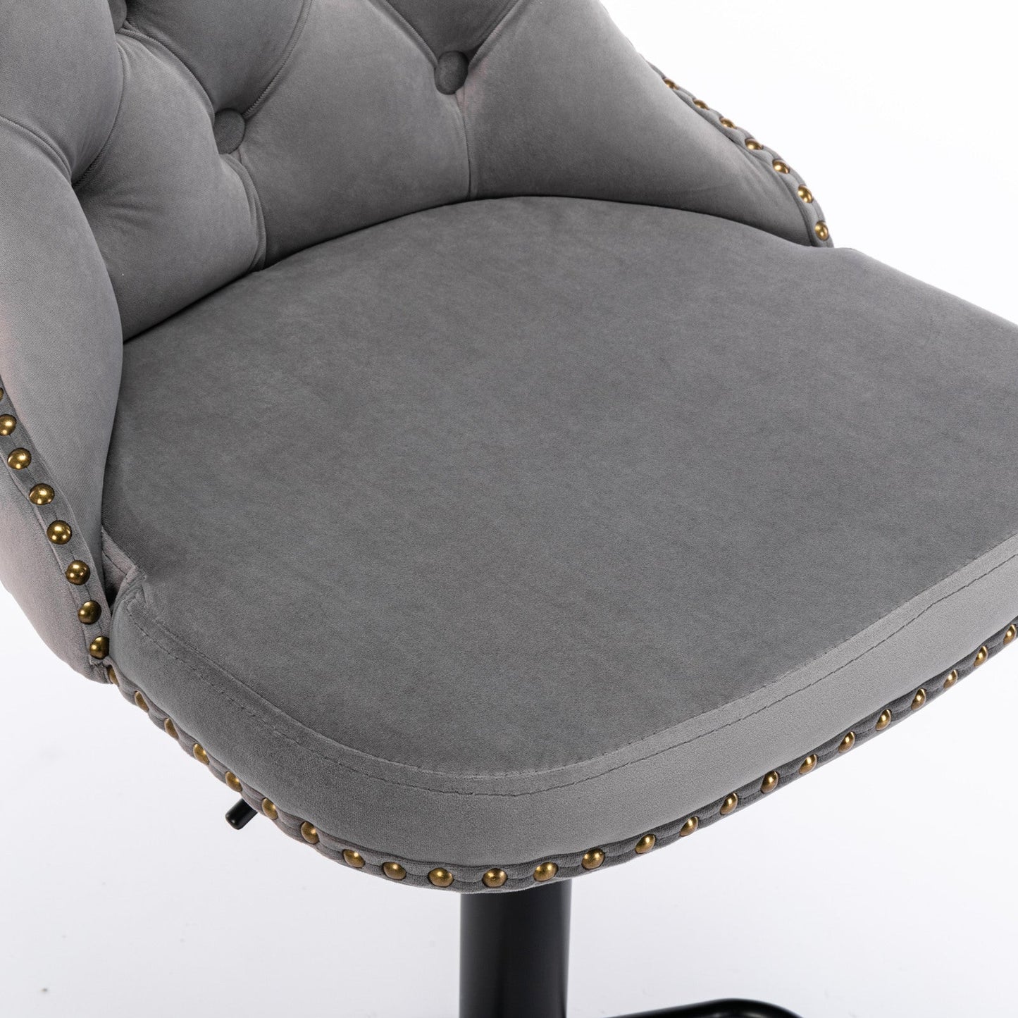 A&A Furniture,Swivel Velvet Barstools Adjusatble Seat Height from 25 - 33 Inch,17.7 inch base, Modern Upholstered Bar Stools with Backs Comfortable Tufted for Home Pub and Kitchen Island,Gray,Set of 2 - 1st Choice Furniture Direct