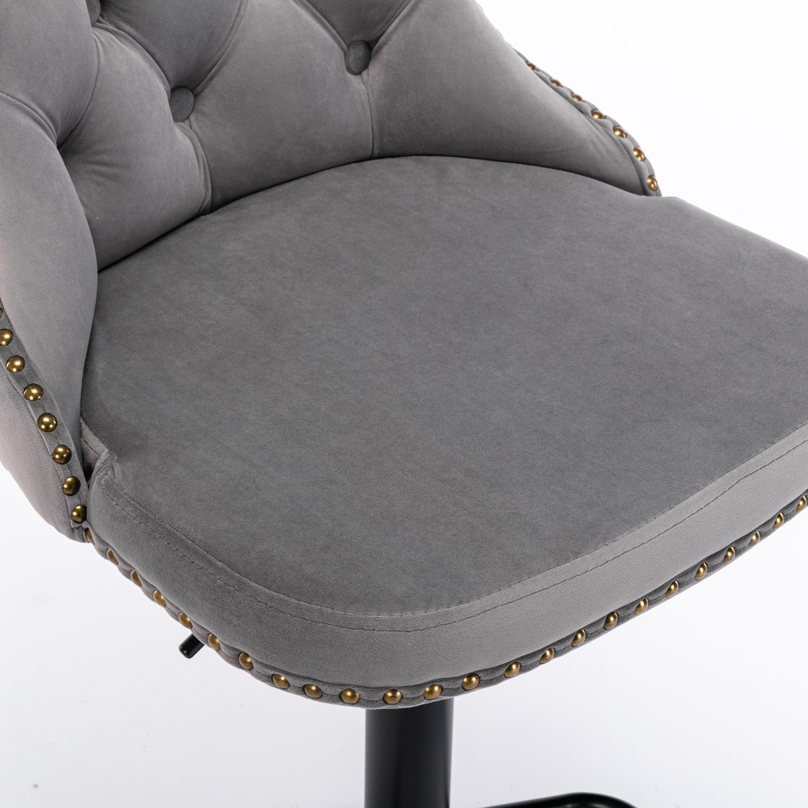 A&A Furniture,Swivel Velvet Barstools Adjusatble Seat Height from 25 - 33 Inch,17.7 inch base, Modern Upholstered Bar Stools with Backs Comfortable Tufted for Home Pub and Kitchen Island,Gray,Set of 2 - 1st Choice Furniture Direct
