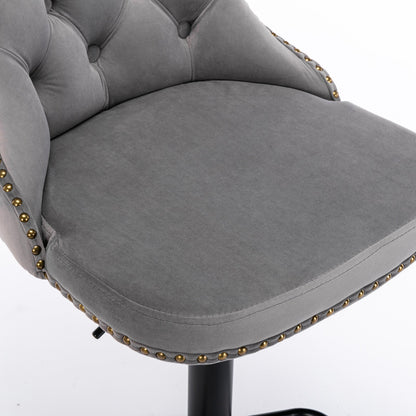 A&A Furniture,Swivel Velvet Barstools Adjusatble Seat Height from 25 - 33 Inch,17.7 inch base, Modern Upholstered Bar Stools with Backs Comfortable Tufted for Home Pub and Kitchen Island,Gray,Set of 2 - 1st Choice Furniture Direct
