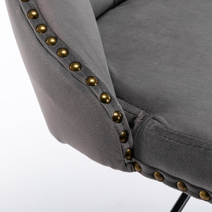 A&A Furniture,Swivel Velvet Barstools Adjusatble Seat Height from 25 - 33 Inch,17.7 inch base, Modern Upholstered Bar Stools with Backs Comfortable Tufted for Home Pub and Kitchen Island,Gray,Set of 2 - 1st Choice Furniture Direct
