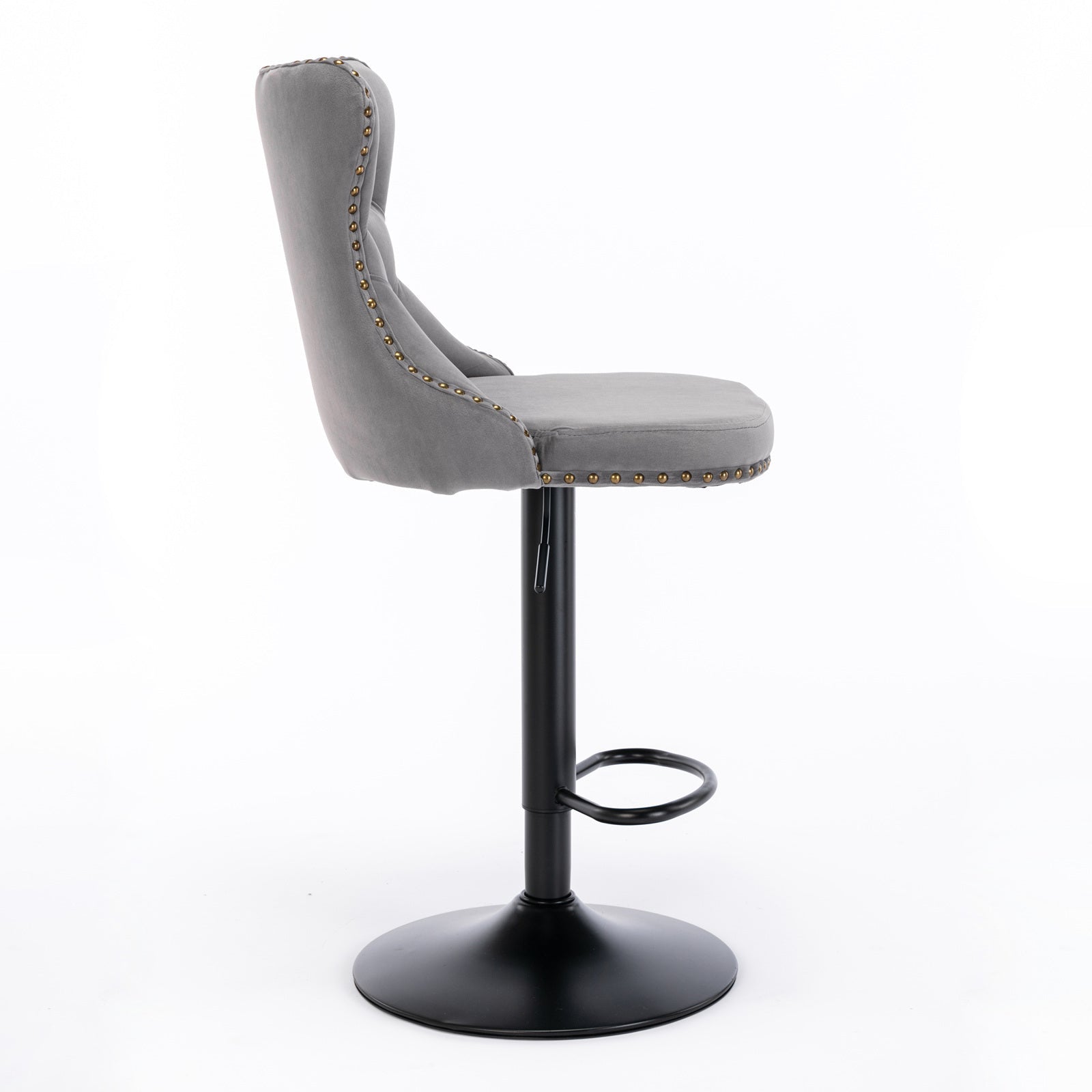 A&A Furniture,Swivel Velvet Barstools Adjusatble Seat Height from 25 - 33 Inch,17.7 inch base, Modern Upholstered Bar Stools with Backs Comfortable Tufted for Home Pub and Kitchen Island,Gray,Set of 2 - 1st Choice Furniture Direct