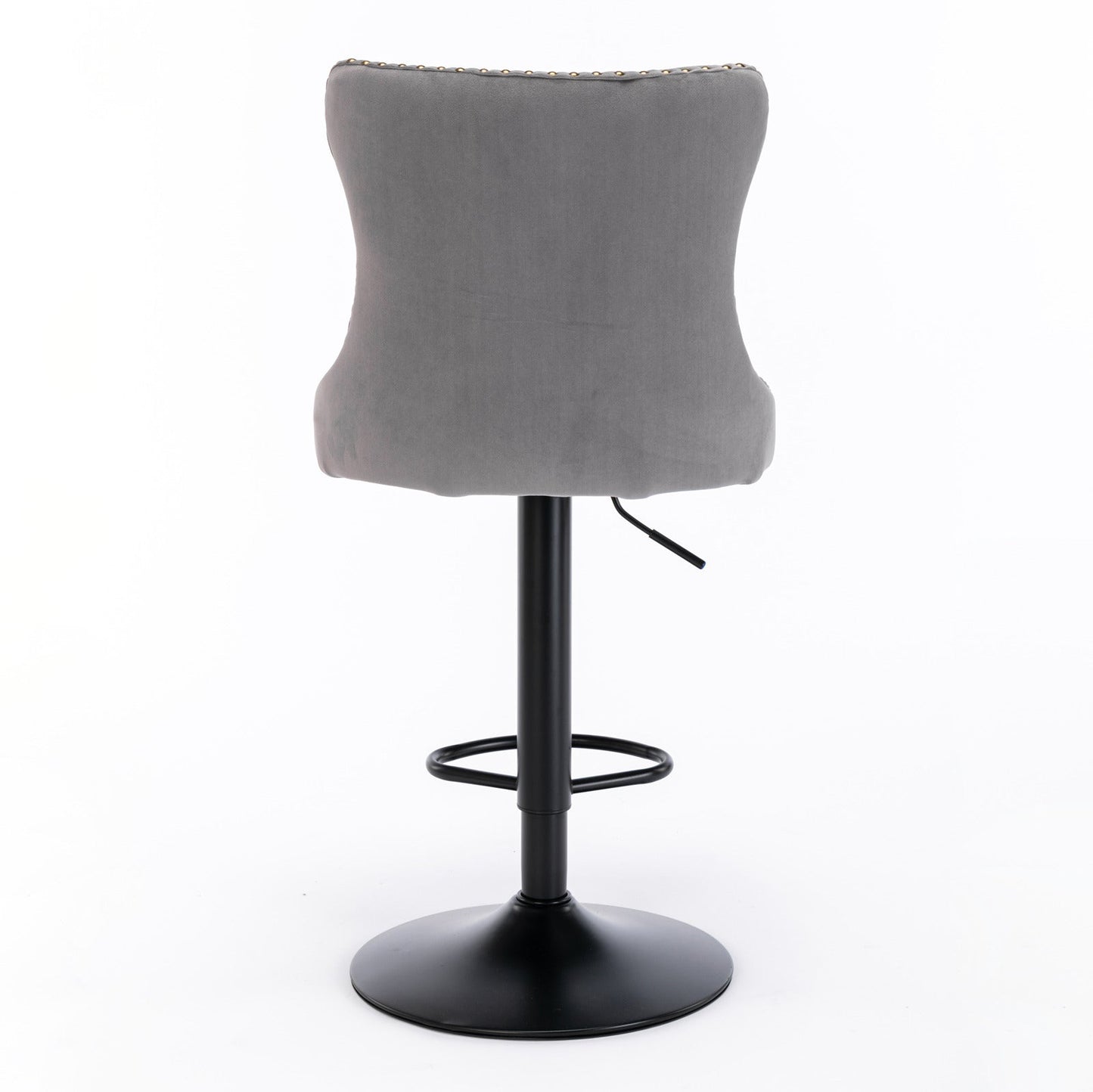 A&A Furniture,Swivel Velvet Barstools Adjusatble Seat Height from 25 - 33 Inch,17.7 inch base, Modern Upholstered Bar Stools with Backs Comfortable Tufted for Home Pub and Kitchen Island,Gray,Set of 2 - 1st Choice Furniture Direct