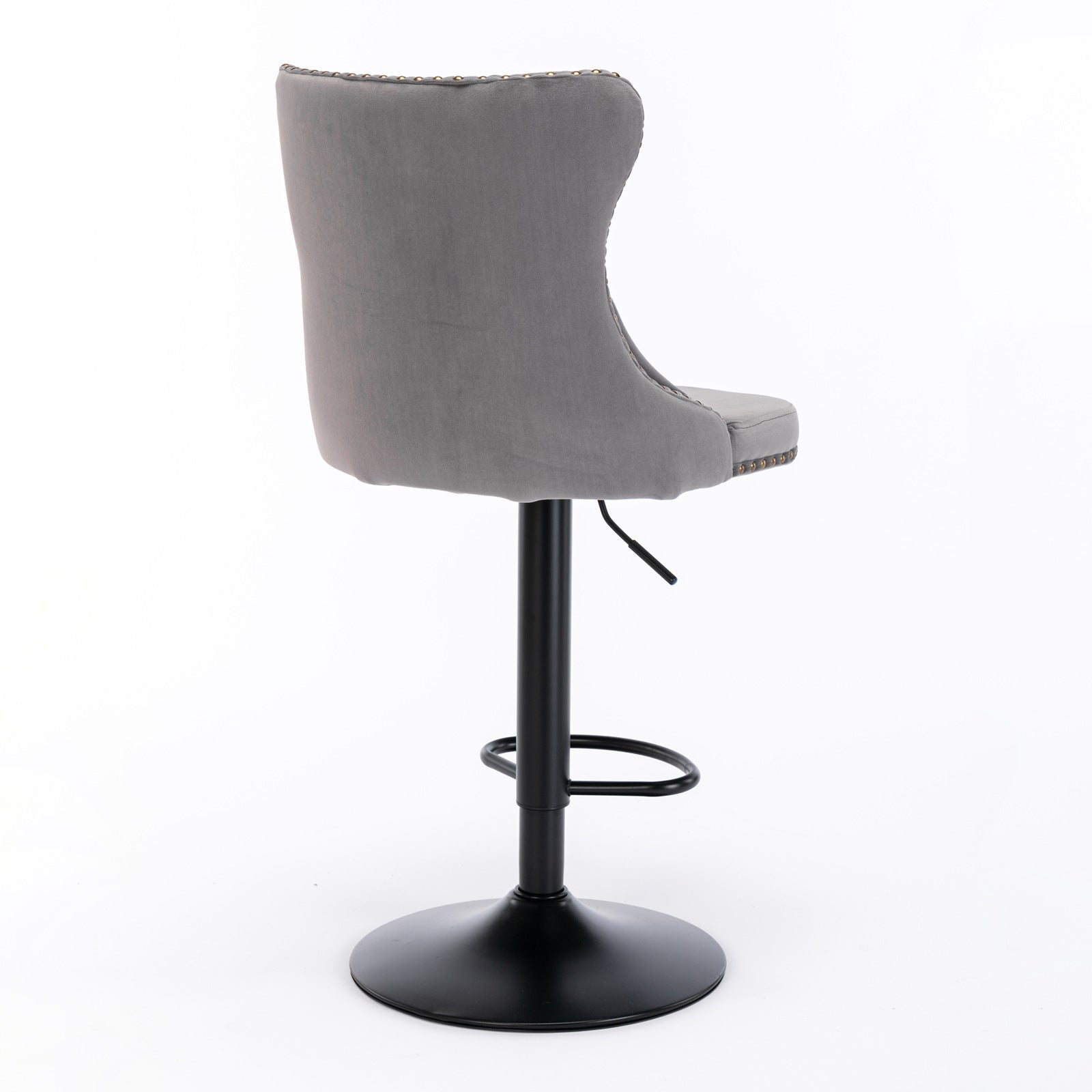 A&A Furniture,Swivel Velvet Barstools Adjusatble Seat Height from 25 - 33 Inch,17.7 inch base, Modern Upholstered Bar Stools with Backs Comfortable Tufted for Home Pub and Kitchen Island,Gray,Set of 2 - 1st Choice Furniture Direct